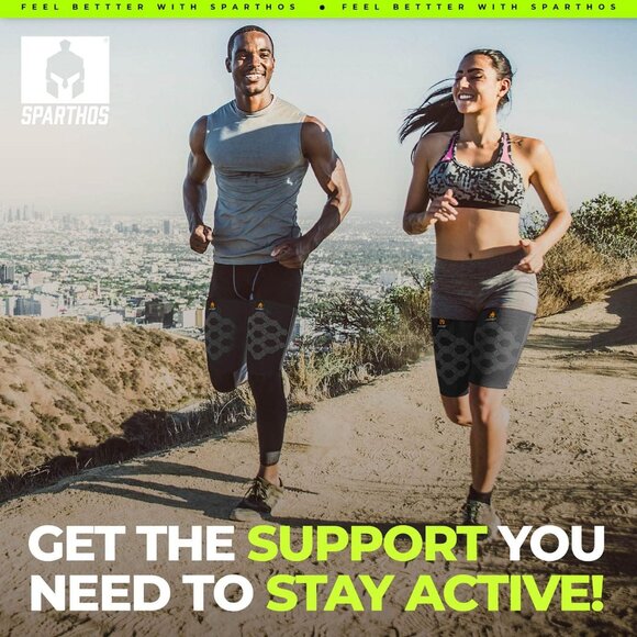 Thigh Compression Sleeves Pair – Quad and Hamstring Support – Upper Leg Sleeves - Picture 6 of 8